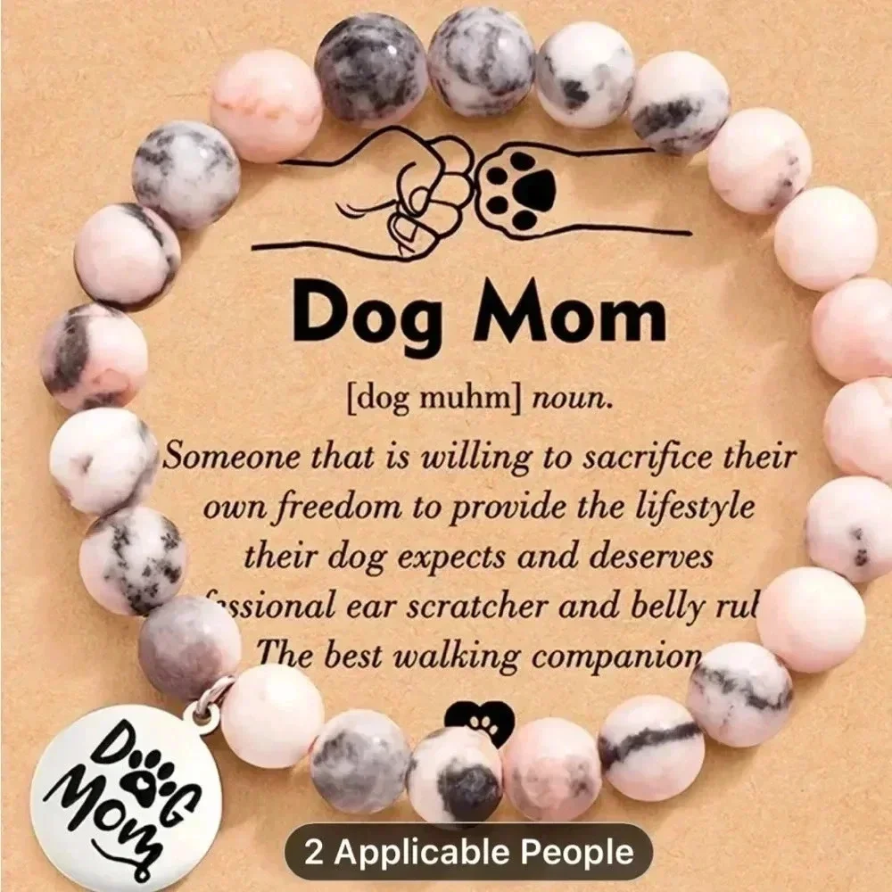 Dog Mom Bracelet Pink Gray Black